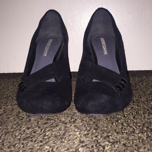 Black suede heels